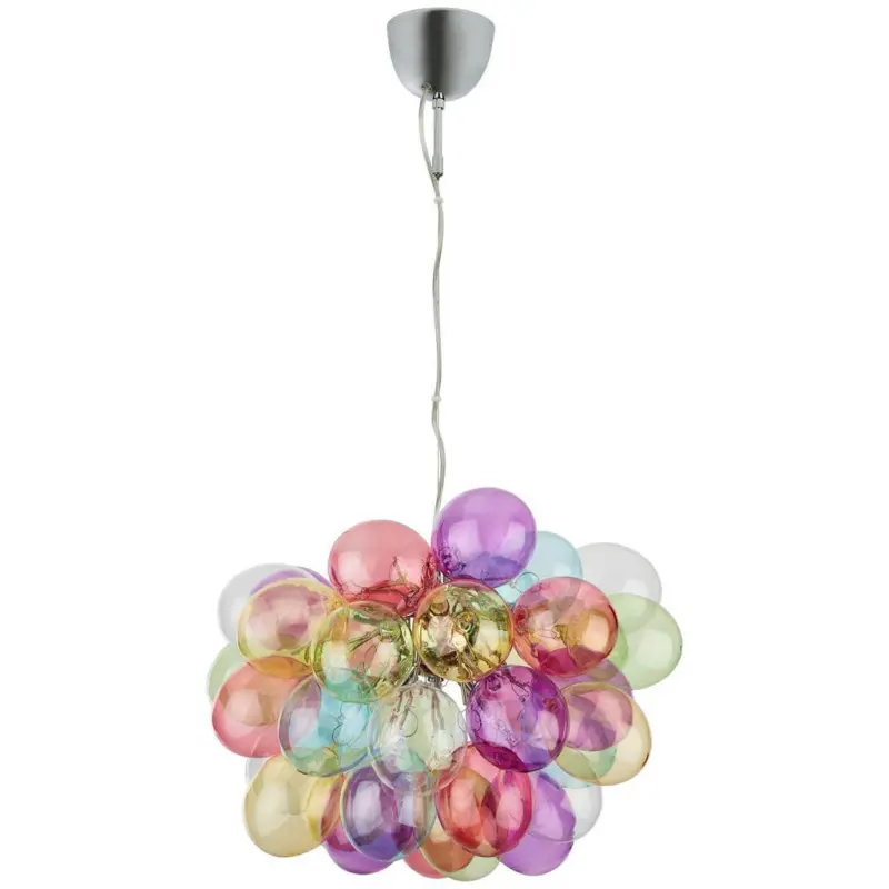 H&auml;ngeleuchte Corby H: 45 cm 8-Flammig aus buntem Glas