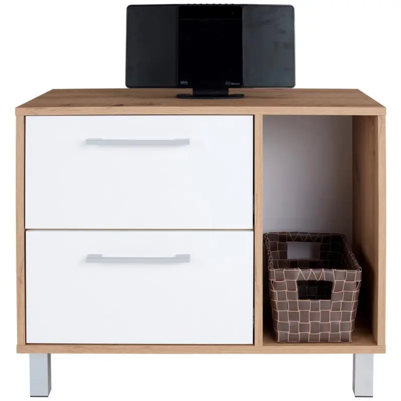Kommode mit Soft-Close B 75cm Box, Artisan Eiche Dekor/Wei&szlig;