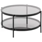 M&ouml;belix Couchtisch Glas mit Ablage rund Bayonne, Rauch/Schwarz