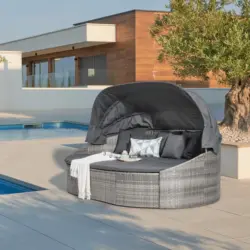 Sonneninsel Kuba Grau aus Polyrattan, verstellbares Dach