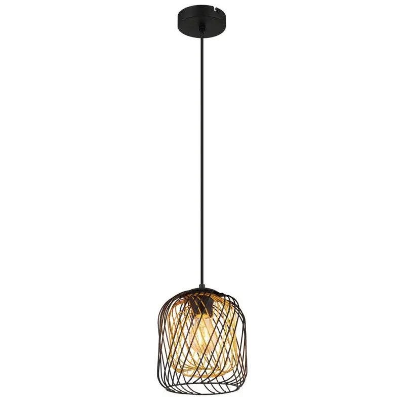H&auml;ngeleuchte Dichti Schwarz Goldfarben D: 18 cm