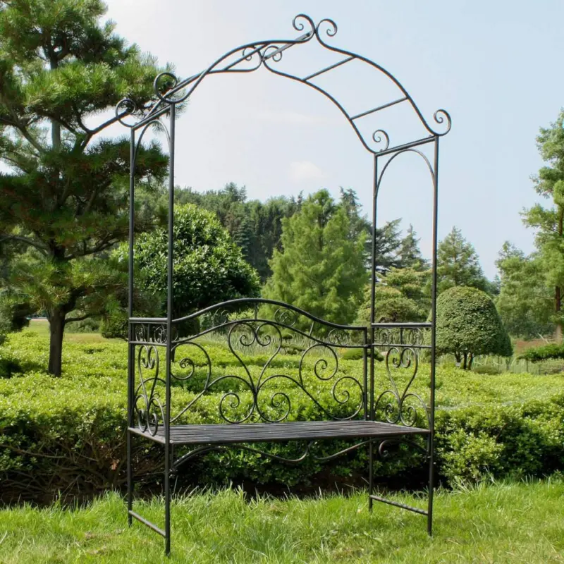 Gartenbank Stahl 2-Sitzer Colima mit Rosenbogen