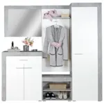 M&ouml;belix Garderobe Porto Betonoptik/ Wei&szlig; B: 200 cm mit Spiegel