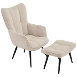 Ohrensessel Hanoi Webstoff beige, B: 71 cm