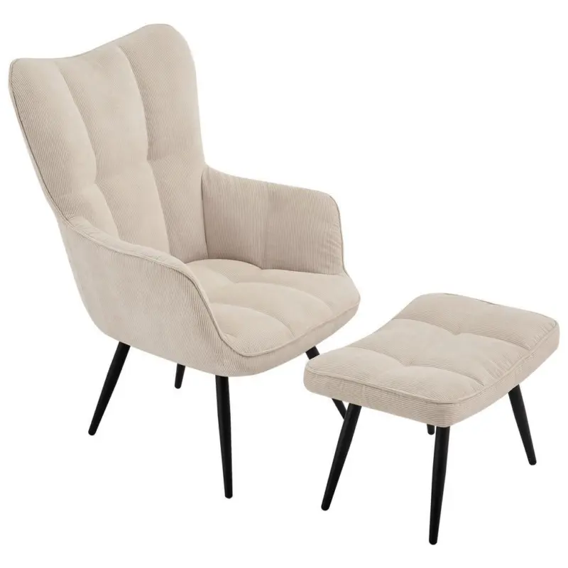 Ohrensessel Hanoi Webstoff beige, B: 71 cm