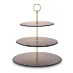 M&ouml;belix Etagere rund Metall/Naturstein D: 30/25/20 cm 3-St&ouml;ckig