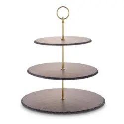 Etagere rund Metall/Naturstein D: 30/25/20 cm 3-St&ouml;ckig