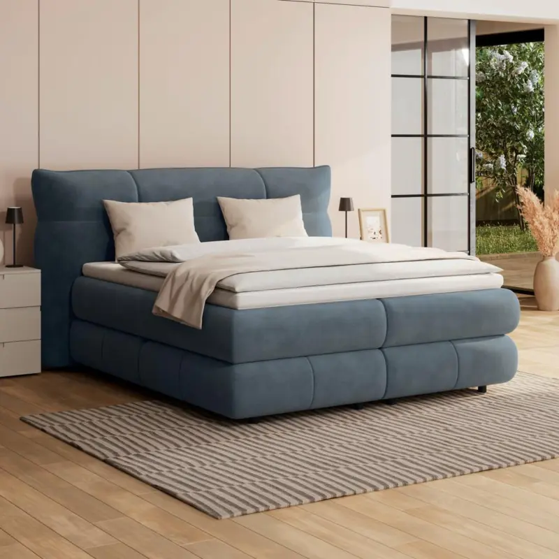 Boxspringbett Carmelo Blaugr&uuml;n 180x200 cm