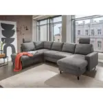 M&ouml;belix Wohnlandschaft Passione Dunkelgrau U: 200x305x153 cm