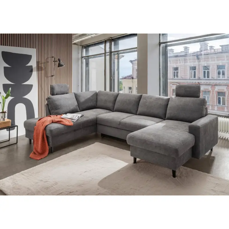 Wohnlandschaft Passione Dunkelgrau U: 200x305x153 cm