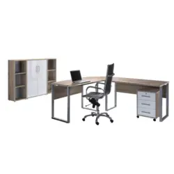 B&uuml;ro Office Edition Sonoma Eiche Dekor/Wei&szlig; Hochglanz