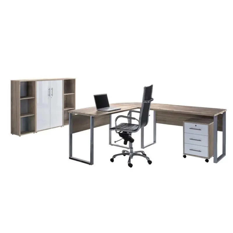 B&uuml;ro Office Edition Sonoma Eiche Dekor/Wei&szlig; Hochglanz