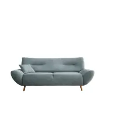 3-Sitzer-Sofa Chenille Blau R&uuml;cken echt