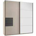 M&ouml;belix Schwebet&uuml;renschrank mit Spiegel 180cm Grau/Wei&szlig;