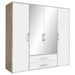 M&ouml;belix Dreht&uuml;renschrank mit Spiegel 206cm Lembo San Remo/Wei&szlig;