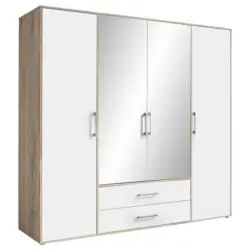 Dreht&uuml;renschrank mit Spiegel 206cm Lembo San Remo/Wei&szlig;