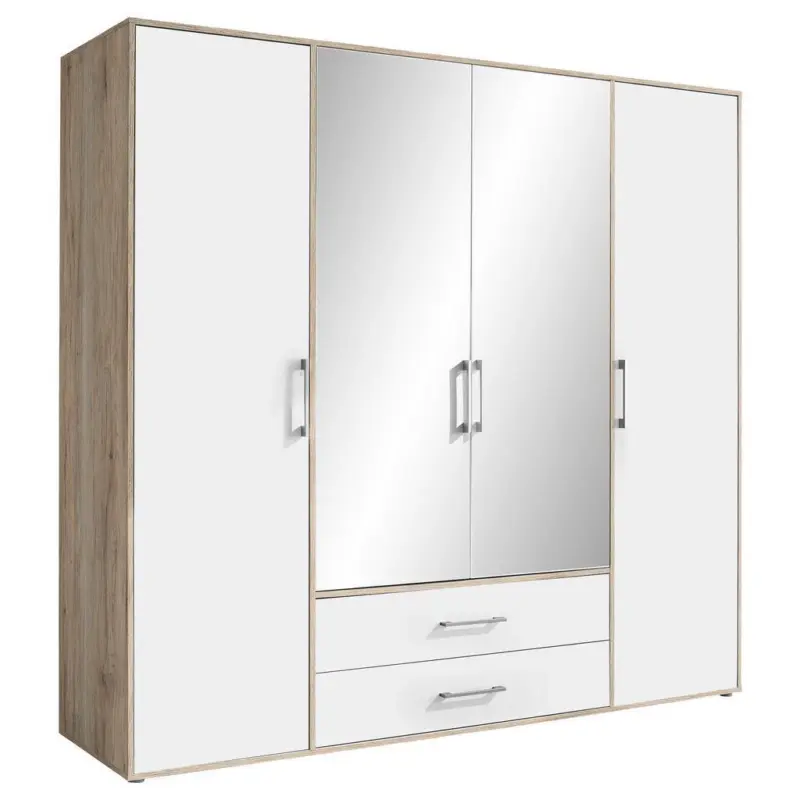 Dreht&uuml;renschrank mit Spiegel 206cm Lembo San Remo/Wei&szlig;