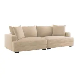 Megasofa Pelle mit Kissen B: 261 cm Creme Cord
