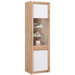 M&ouml;belix Vitrine Kashmir New B: 57 cm inkl. LED, Eiche Dekor/Wei&szlig;