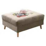 M&ouml;belix Polsterhocker Alice Sandfarben Webstoff H: 48 cm Holzbeine