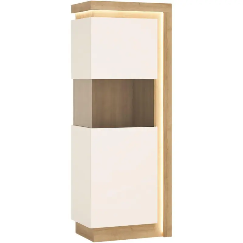 Vitrine Lyon Hell Wei&szlig;/Eichefarben B: 59,7 cm