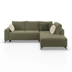 Ecksofa mit Schlaffunktion Viktor Gr&uuml;n Cord 270x212 cm