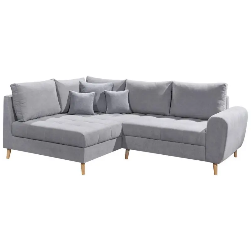 Ecksofa mit Holzf&uuml;&szlig;en + Zierkissen Alice, Webstoff