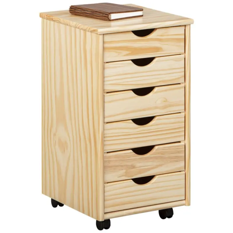 Rollcontainer Holz massiv Kiefer Natur Nils 35x65x40 cm