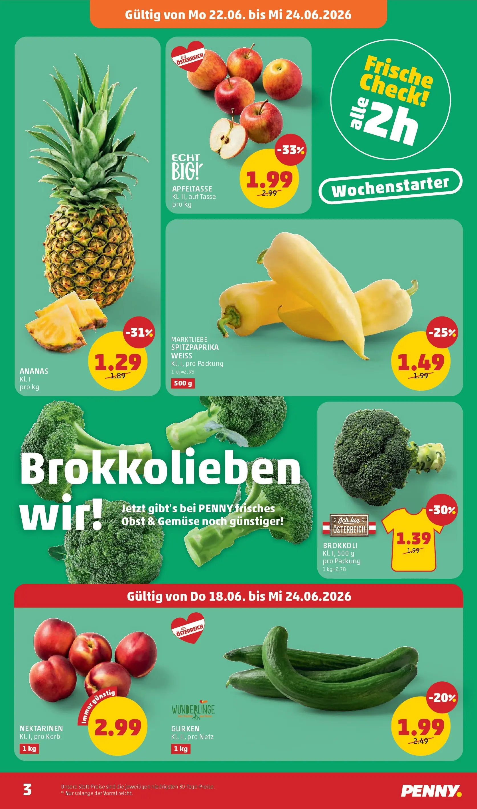 Penny Markt - PENNY: Die ganze Woche sparen. ab (17.06.2026) - Angebote, Prospekt | Seite: 3 | Produkte: Gurken, Gemüse, Obst, Korb