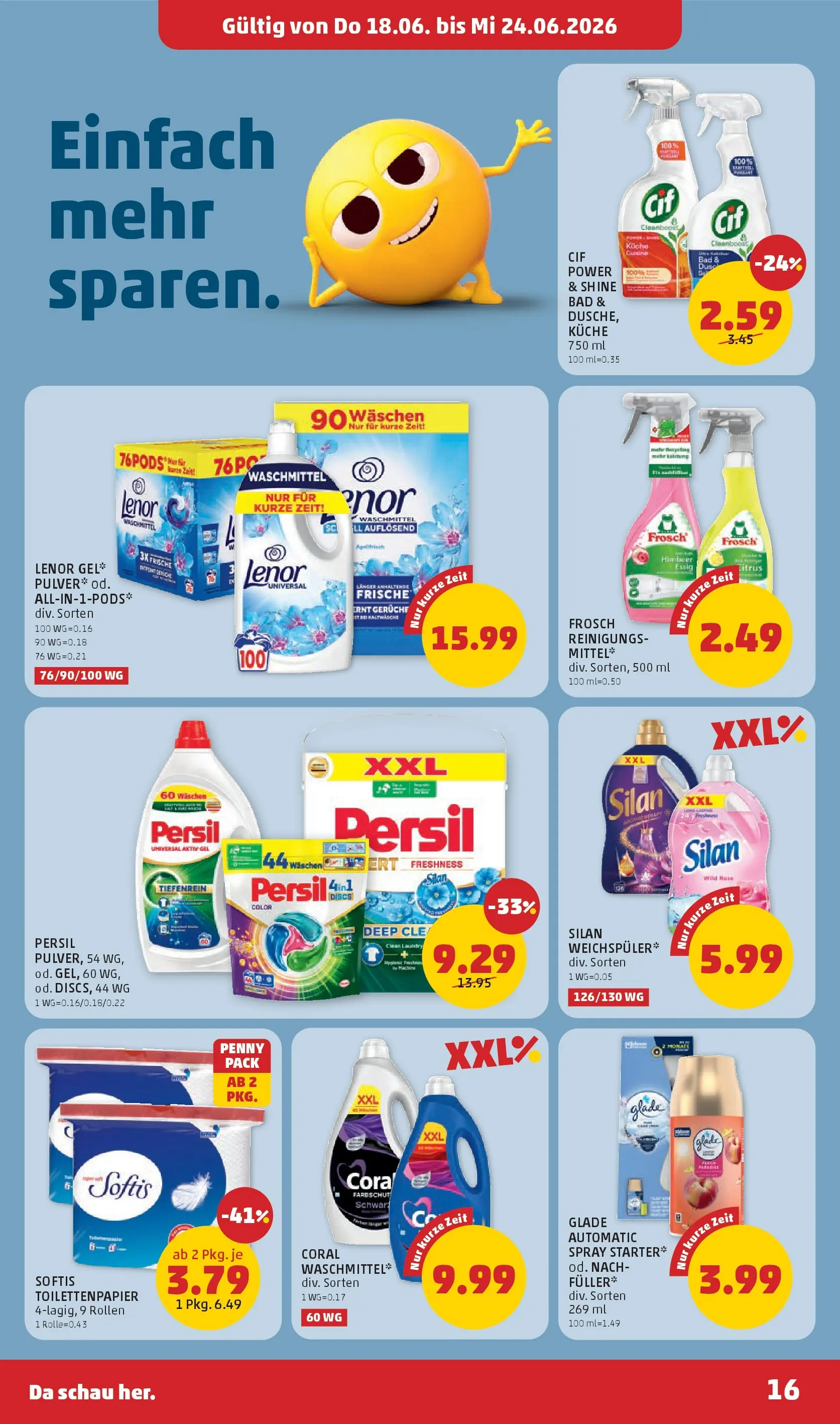 Penny Markt - PENNY: Die ganze Woche sparen. ab (17.06.2026) - Angebote, Prospekt | Seite: 16 | Produkte: Bad, Waschmittel