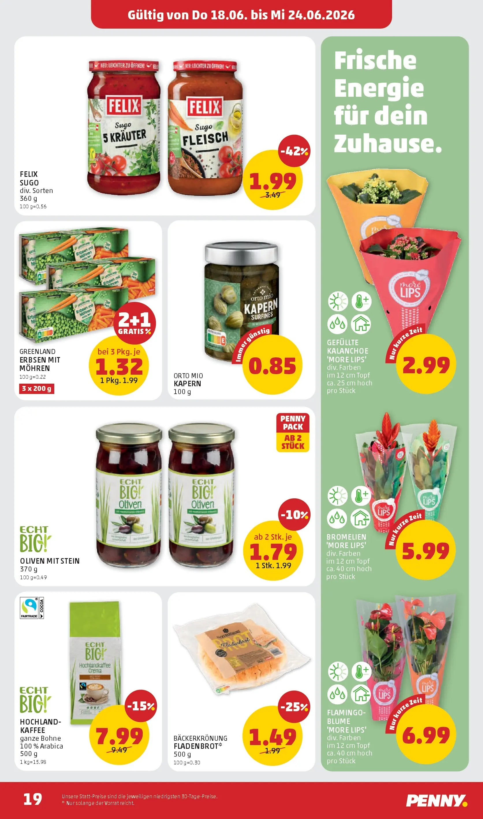 Penny Markt - PENNY: Die ganze Woche sparen. ab (17.06.2026) - Angebote, Prospekt | Seite: 19 | Produkte: Erbsen, Szeder, Kaffee