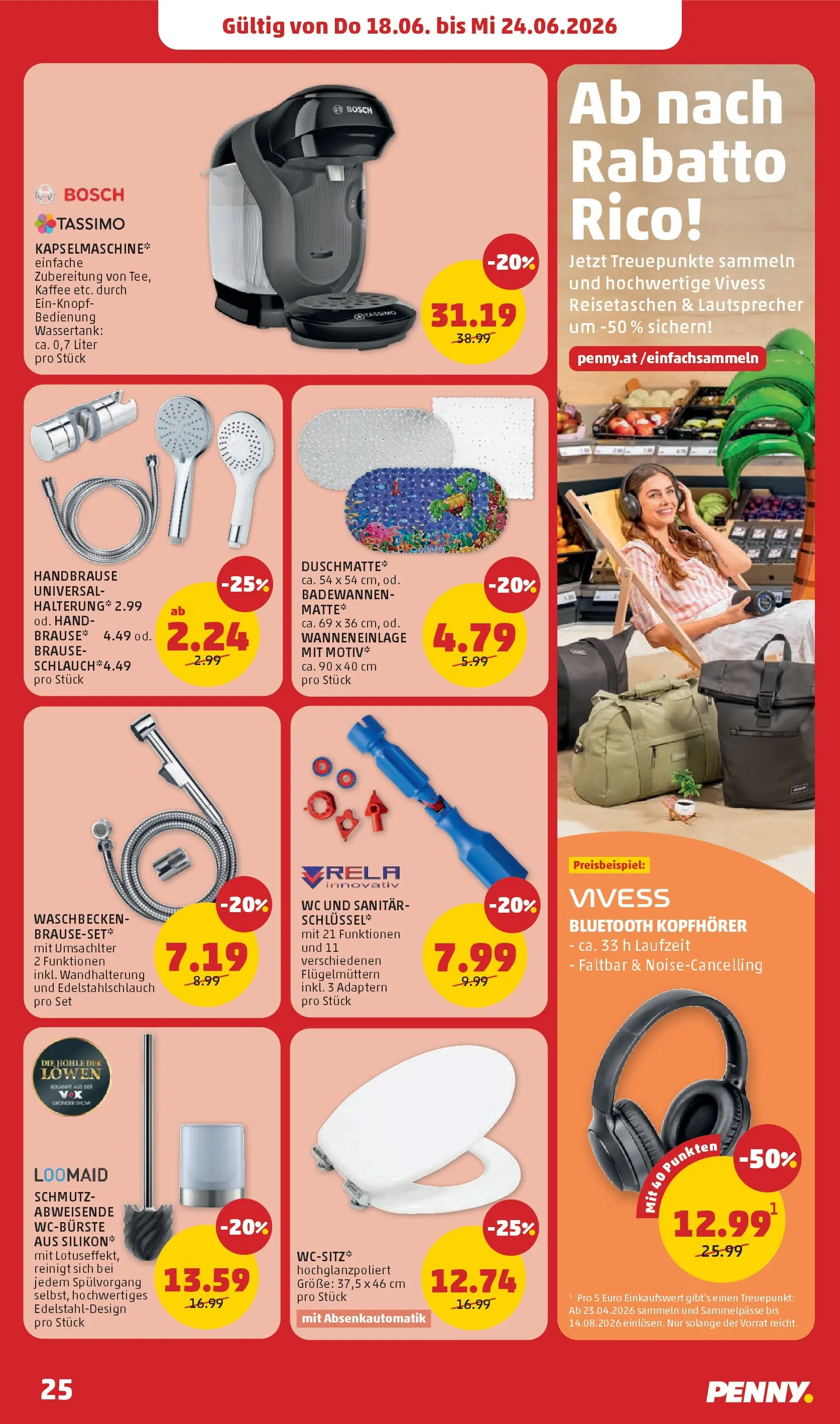 Penny Markt - PENNY: Die ganze Woche sparen. ab (17.06.2026) - Angebote, Prospekt | Seite: 25 | Produkte: Kopfhörer, Lautsprecher, Waschbecken, Kaffee