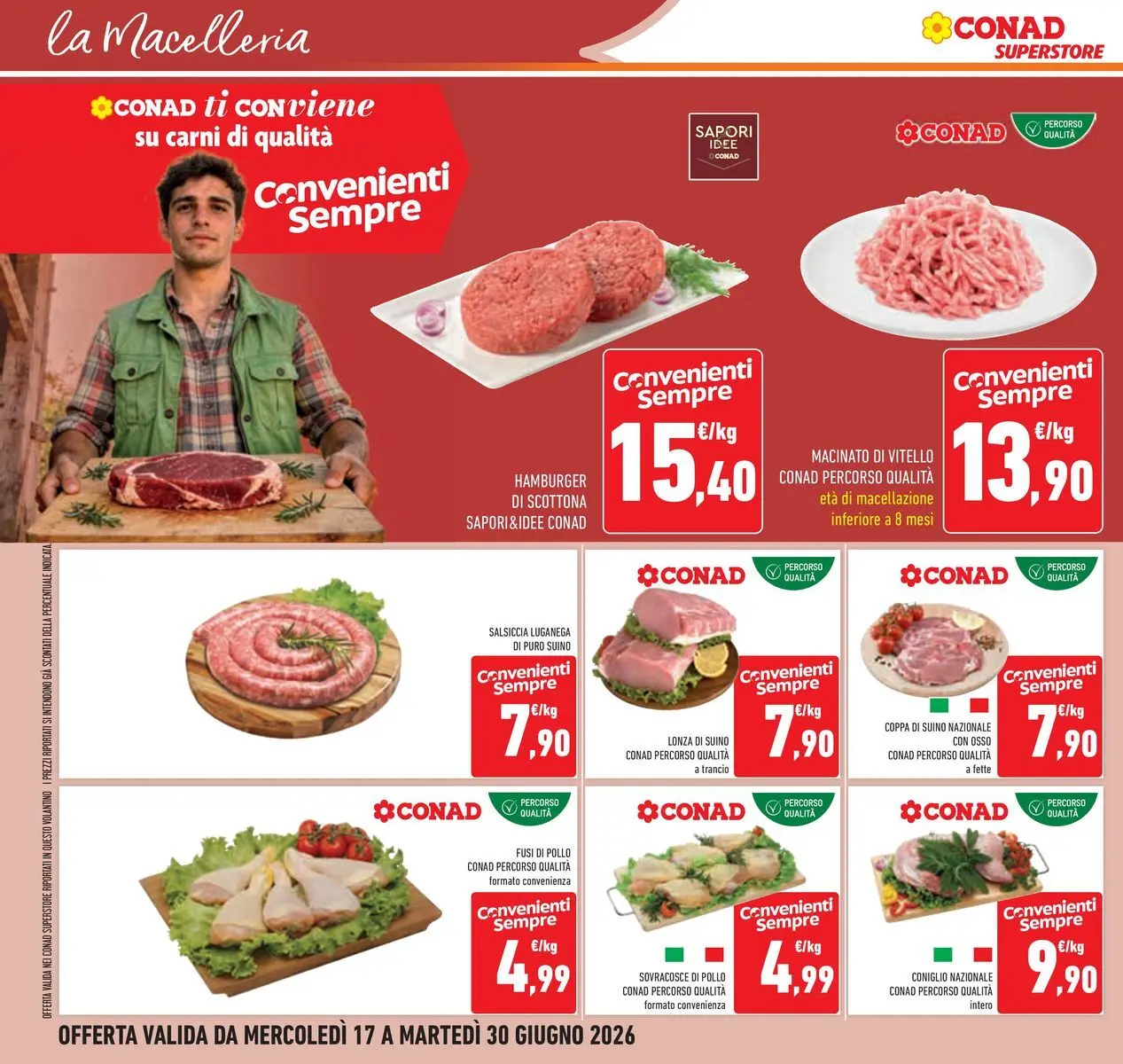 Volantino Conad dal 16/06/2026 > Anteprima | Pagina: 12 | Prodotti: Pollo, Salsiccia, Hamburger, Macinato