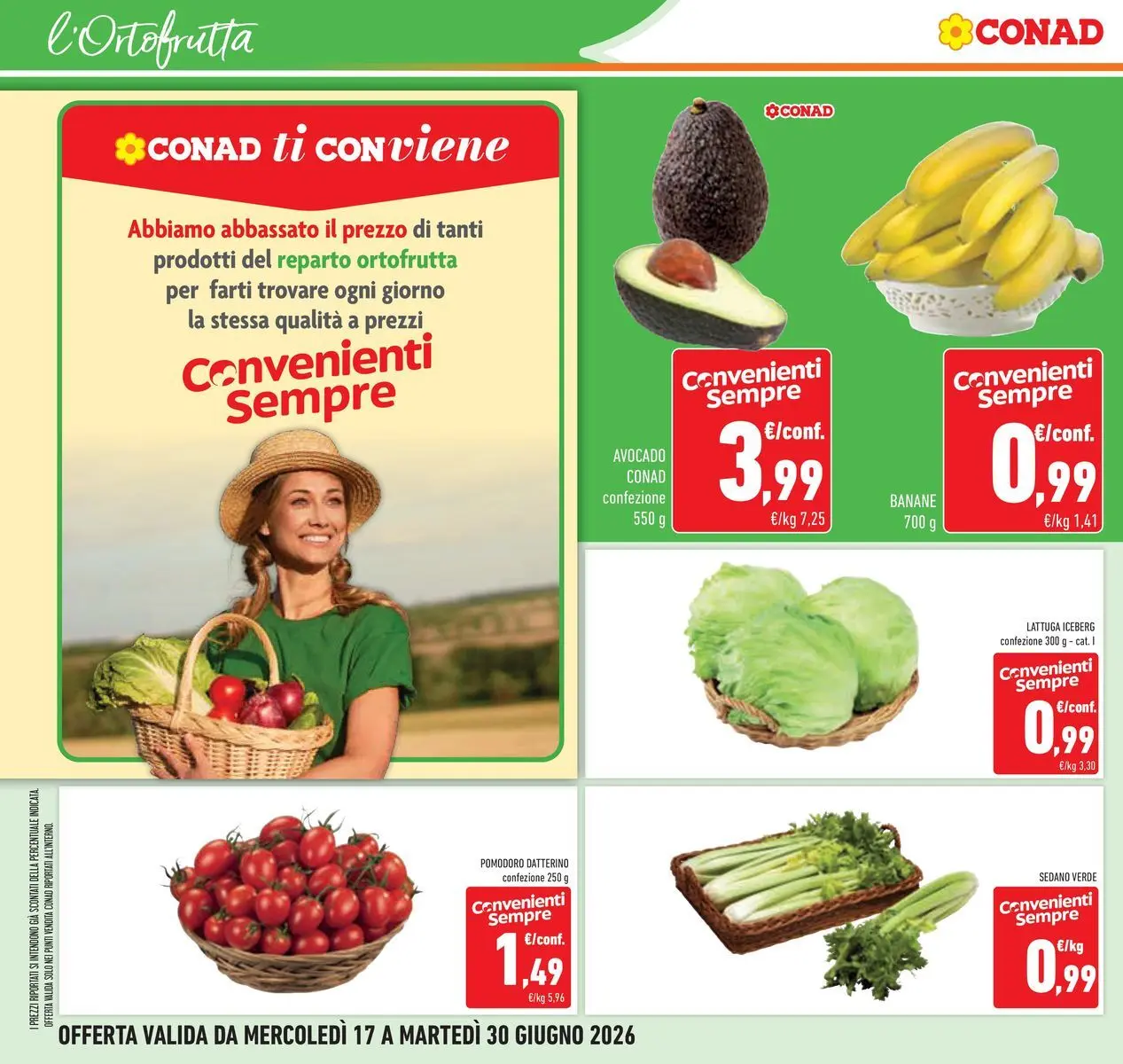 Volantino Conad dal 16/06/2026 > Anteprima | Pagina: 6 | Prodotti: Banane, Avocado, Pomodoro, Sedano