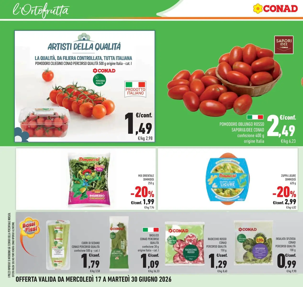 Volantino Conad dal 16/06/2026 > Anteprima | Pagina: 8 | Prodotti: Insalata, Pomodoro, Sedano, Basilico