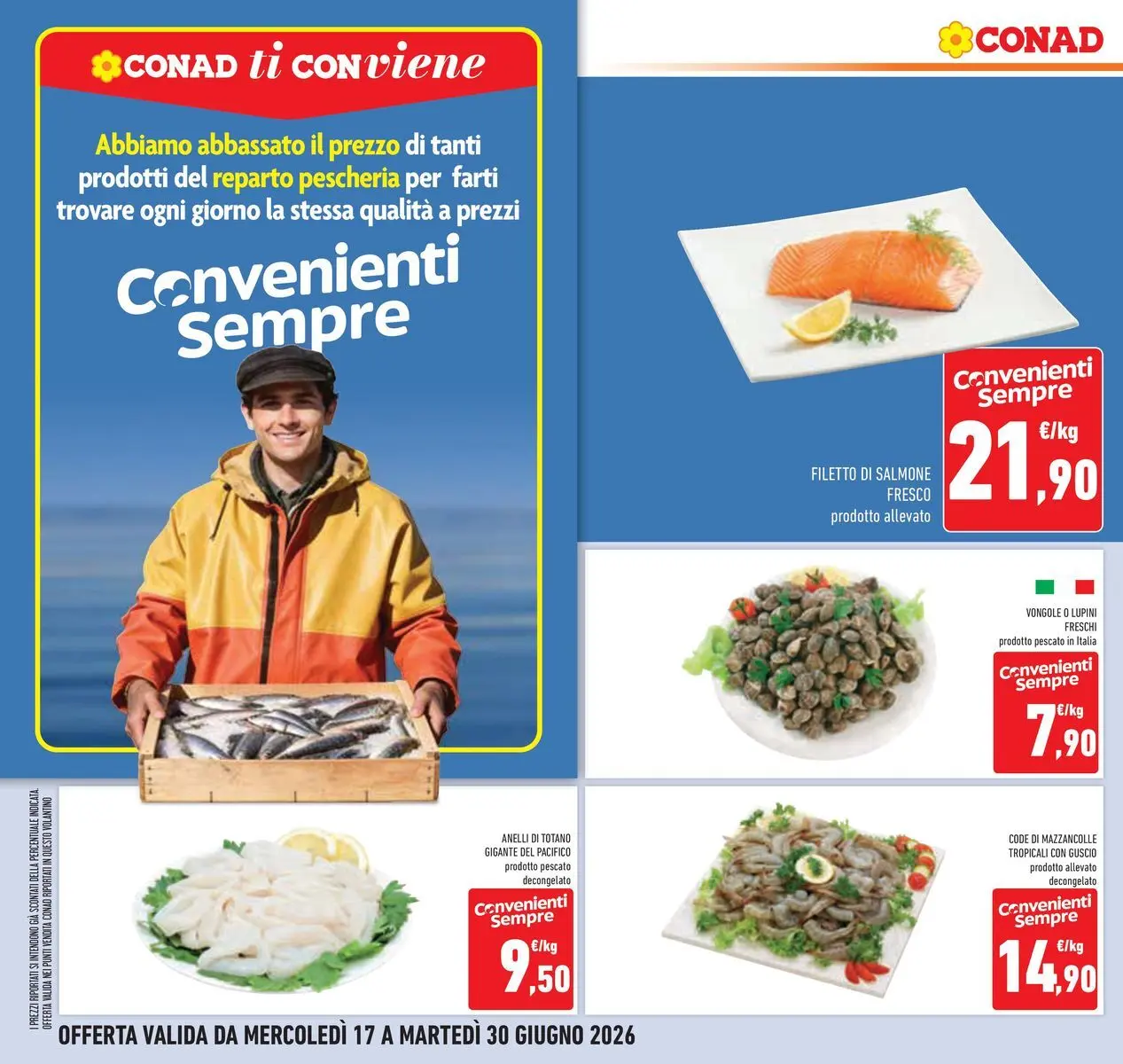 Volantino Conad dal 16/06/2026 > Anteprima | Pagina: 10 | Prodotti: Lupini, Vongole, Salmone fresco, Totano