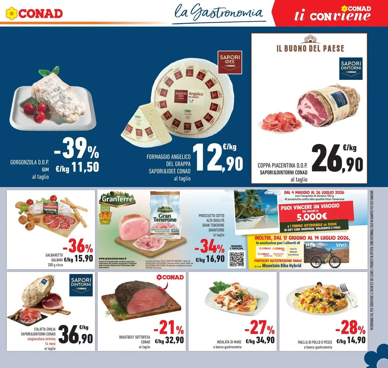 Volantino Conad dal 16/06/2026 > Anteprima | Pagina: 13 | Prodotti: Prosciutto Cotto, Prosciutto, Gorgonzola, Paella