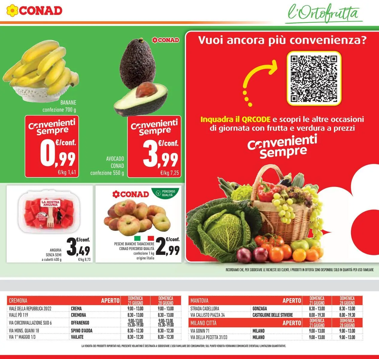 Volantino Conad dal 16/06/2026 > Anteprima | Pagina: 19 | Prodotti: Crema, Banane, Avocado, Frutta