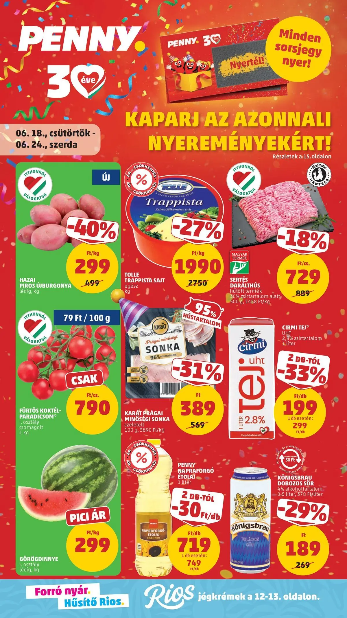 PENNY - Penny újság érvényessége 2026.06.24-ig: 2026.06.17.-tól lapozható | Oldal: 1 | Termékek: Tej, Sajt, Sör, Trappista sajt