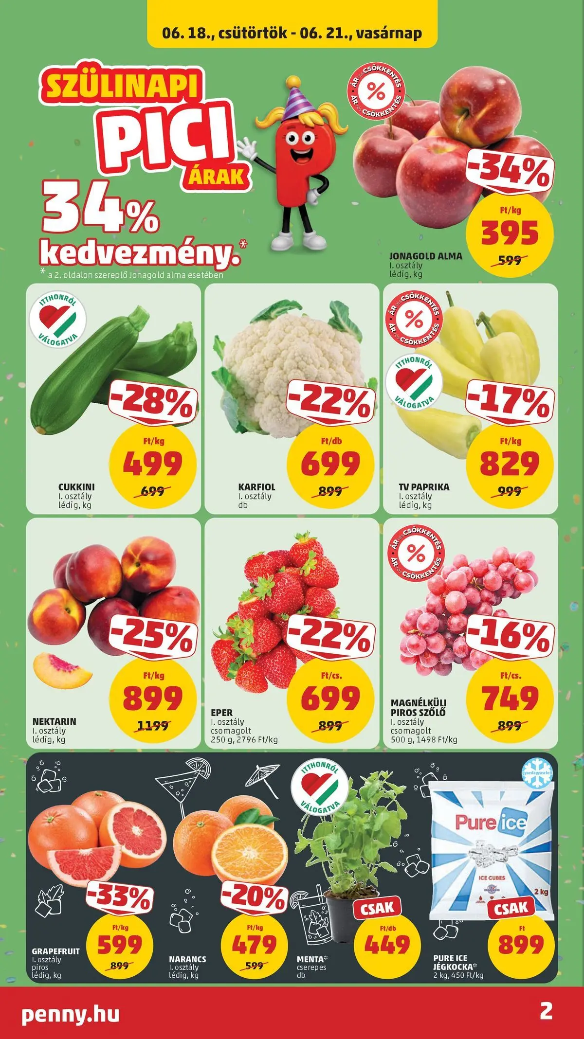 PENNY - Penny újság érvényessége 2026.06.24-ig: 2026.06.17.-tól lapozható | Oldal: 2 | Termékek: TV, Alma, Eper, Grapefruit