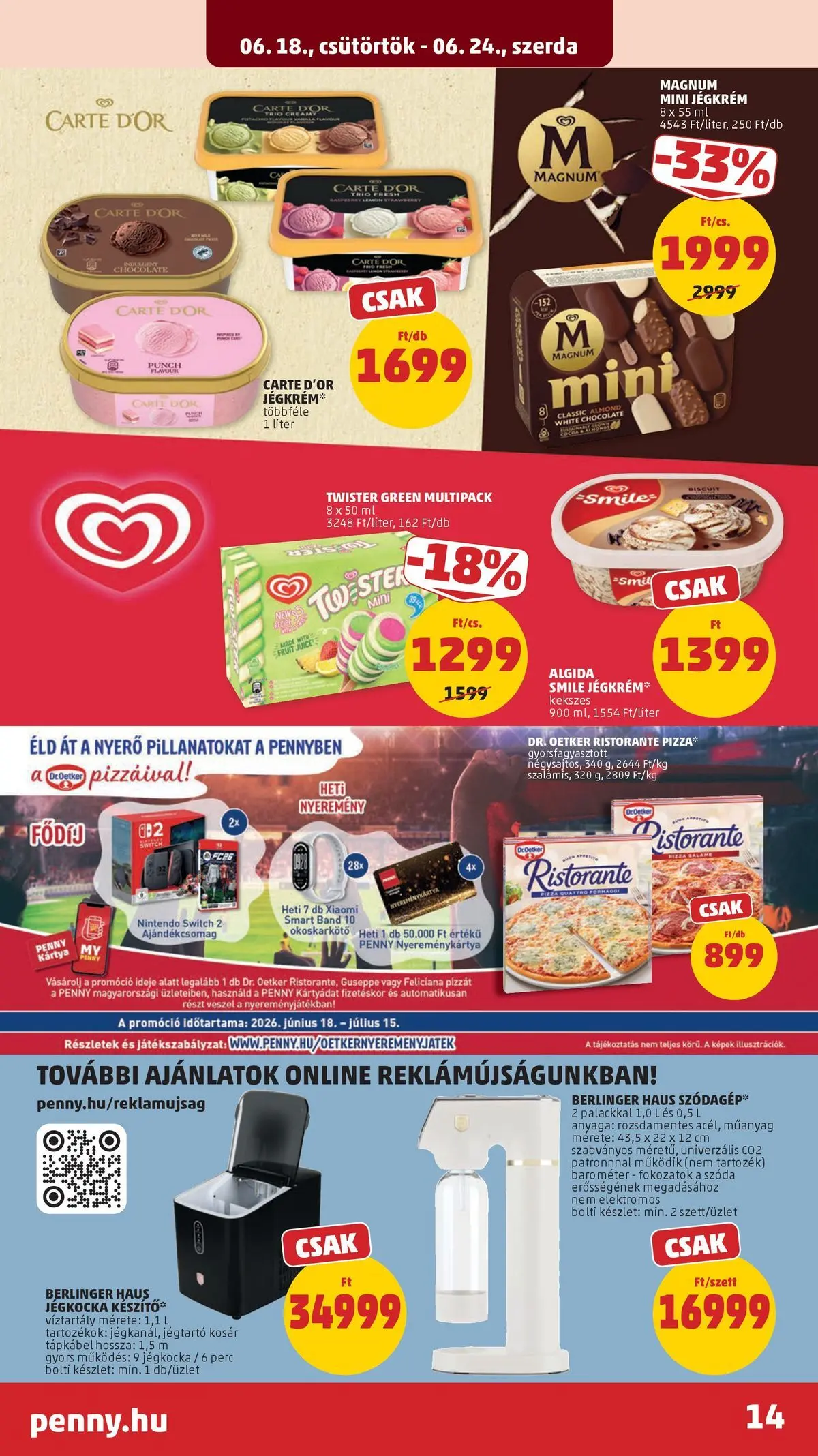 PENNY - Penny újság érvényessége 2026.06.24-ig: 2026.06.17.-tól lapozható | Oldal: 14 | Termékek: Magnum, Jégkocka, Kosár, Xiaomi