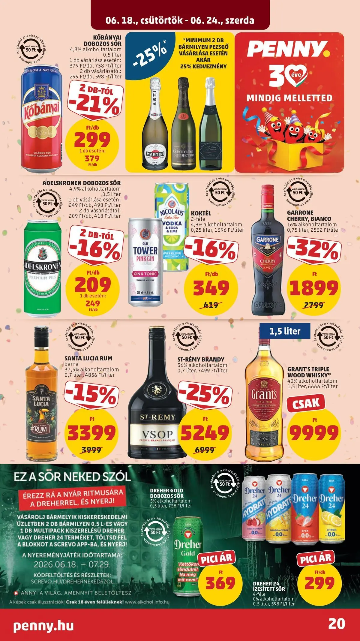 PENNY - Penny újság érvényessége 2026.06.24-ig: 2026.06.17.-tól lapozható | Oldal: 20 | Termékek: Lime, Rum, Dobozos sör, Eper