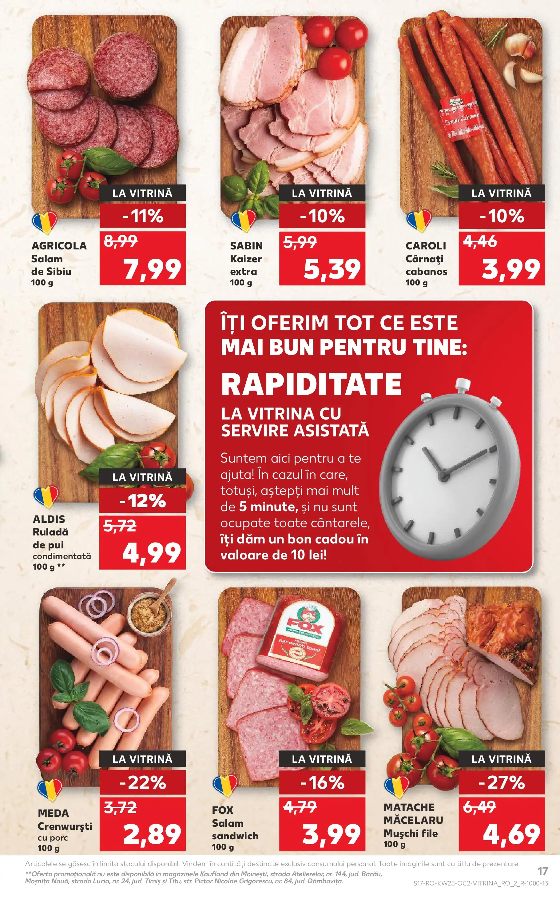 Kaufland Domnesti 17.06.2026 - Revista si Oferta | Pagină: 17 | Produse: Hacıyatmaz Kedi Oyuncağı, Vitrină, Crenvurști, Cârnați