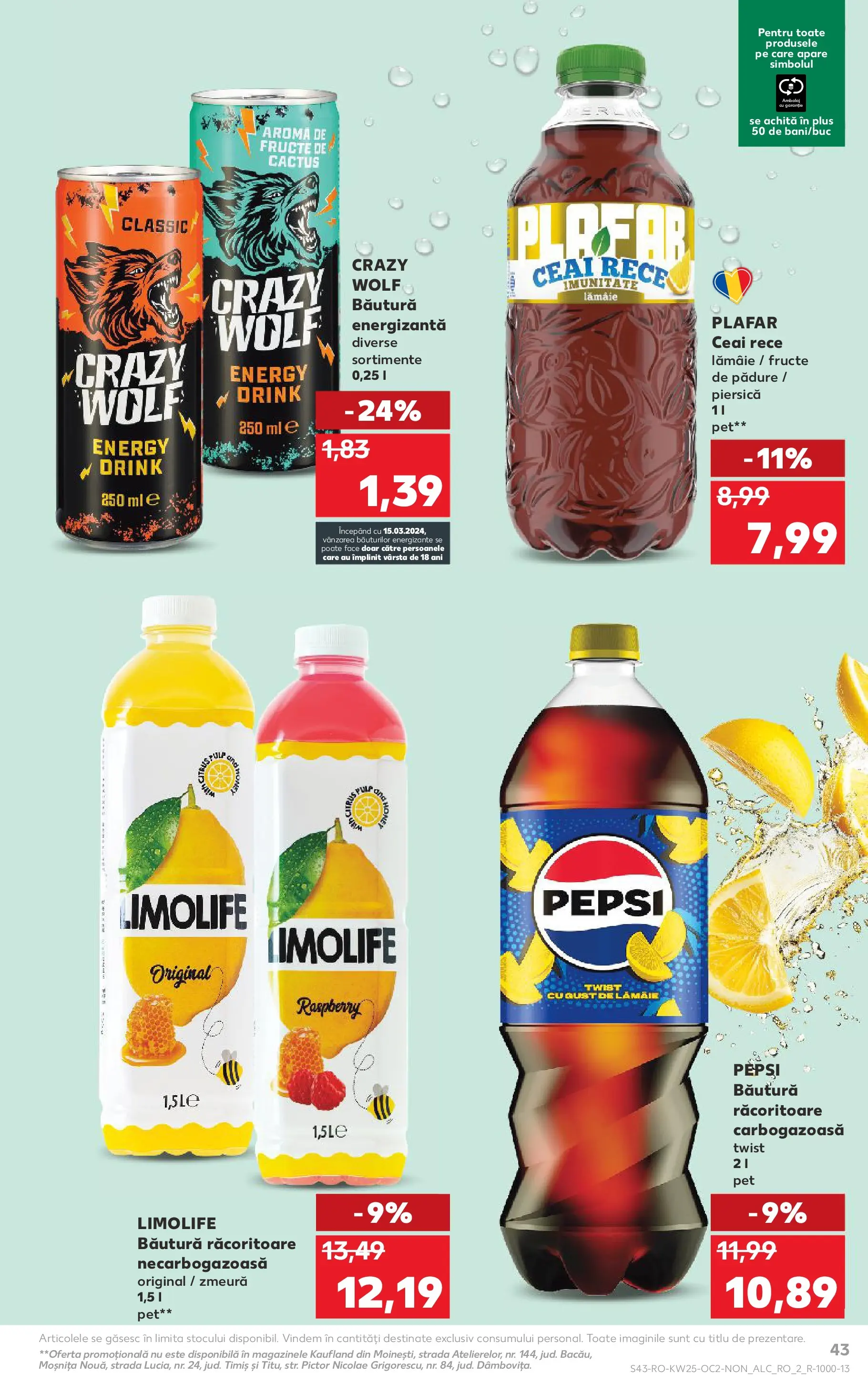 Kaufland Viseu de Sus 17.06.2026 - Revista si Oferta | Pagină: 43 | Produse: Piersică, Zmeură, Băutură energizantă, Fructe