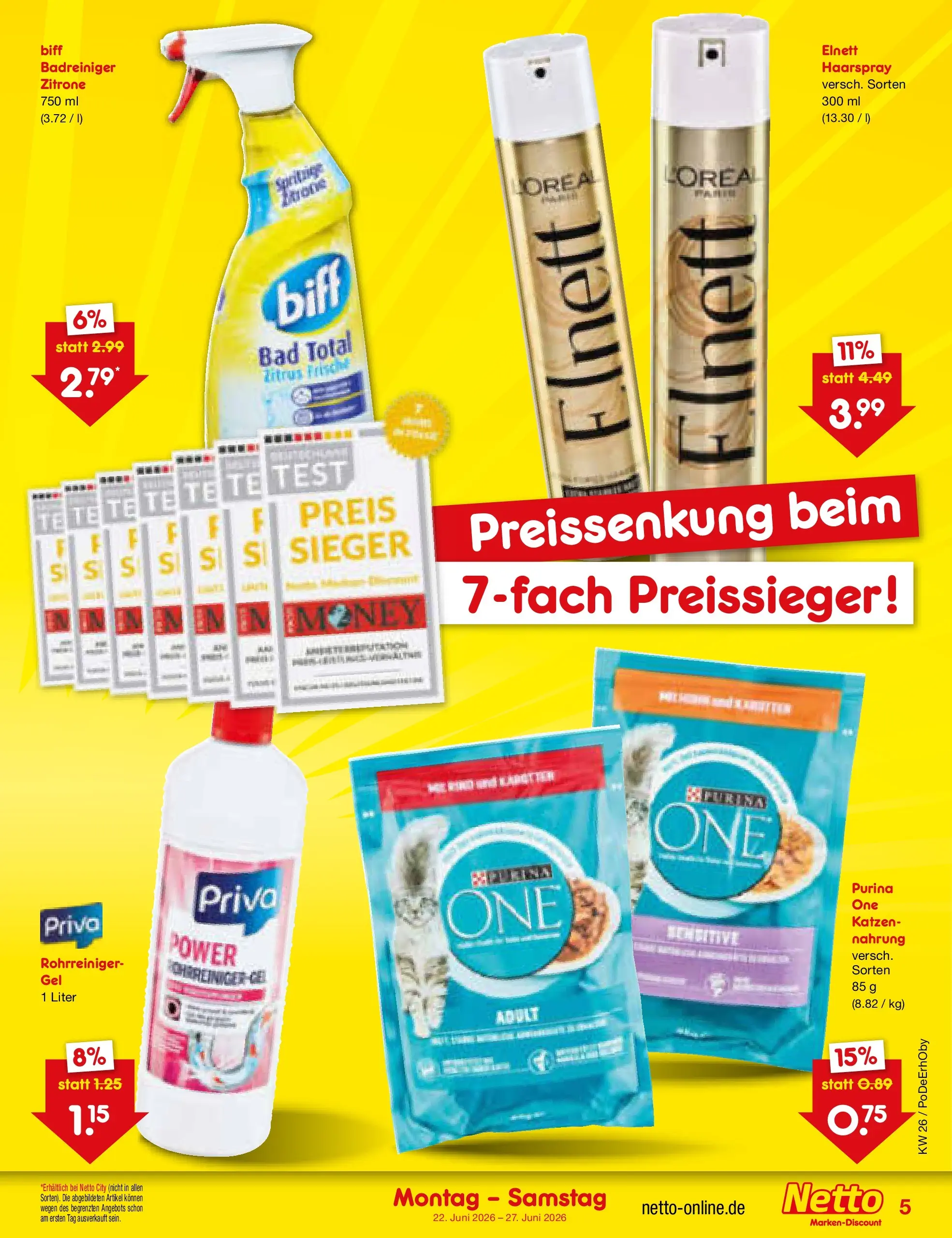 Netto Marken-Discount Prospekt Metten (ab 21.06.2026) » Angebote | Seite: 5 | Produkte: Bad, Haarspray, Zitrone