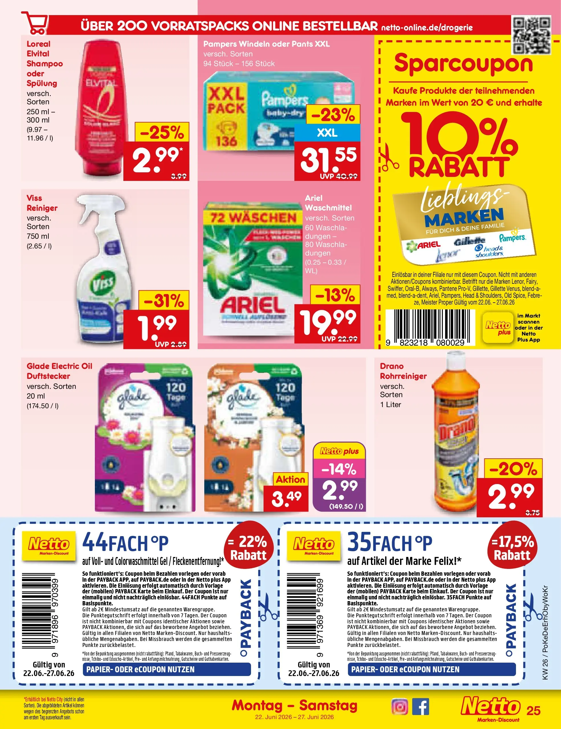 Netto Marken-Discount Prospekt Metten (ab 21.06.2026) » Angebote | Seite: 35 | Produkte: Ariel, Pampers, Spülung, Waschmittel
