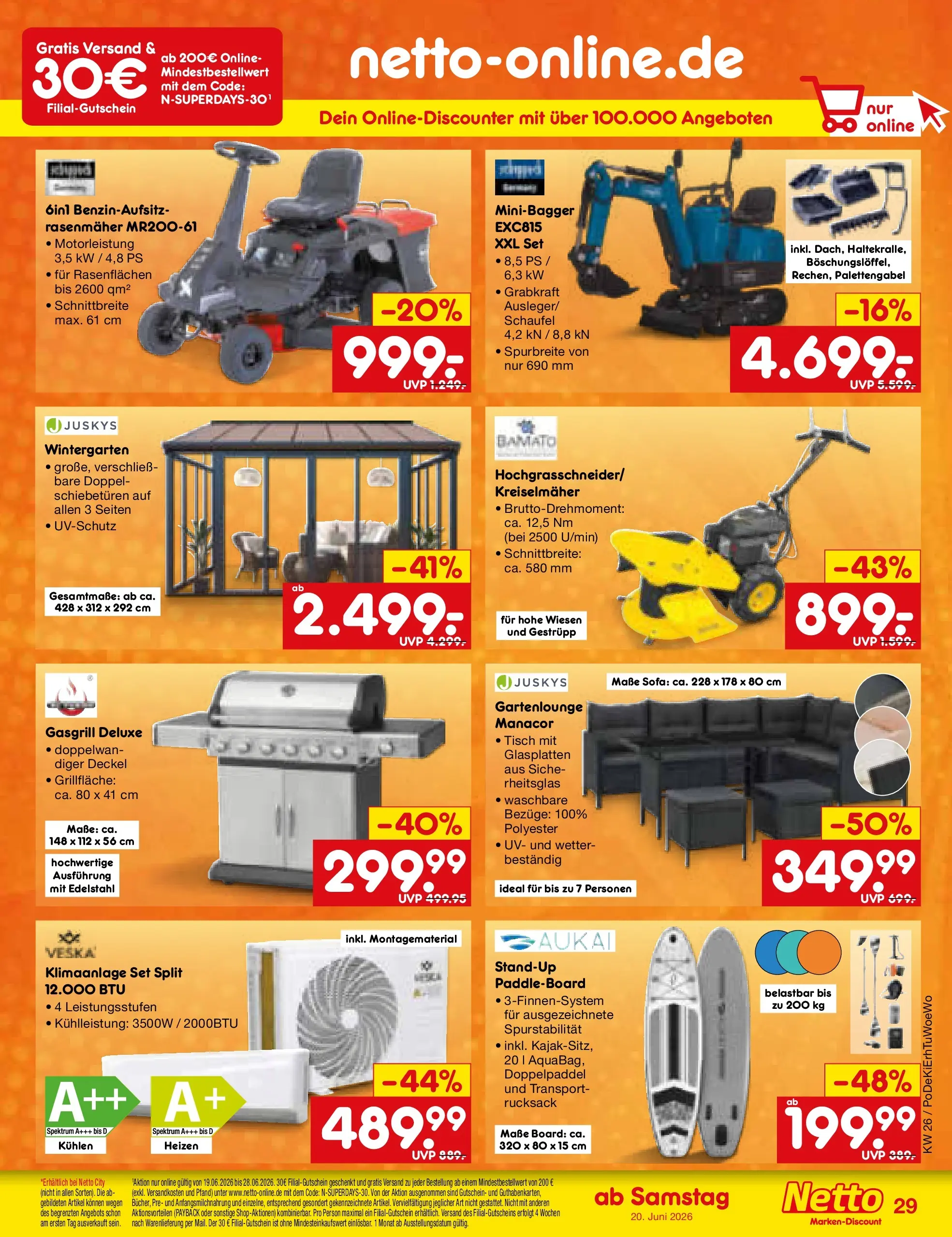 Netto Marken-Discount Prospekt Metten (ab 21.06.2026) » Angebote | Seite: 61 | Produkte: Klimaanlage, Sofa, Tisch, Rucksack