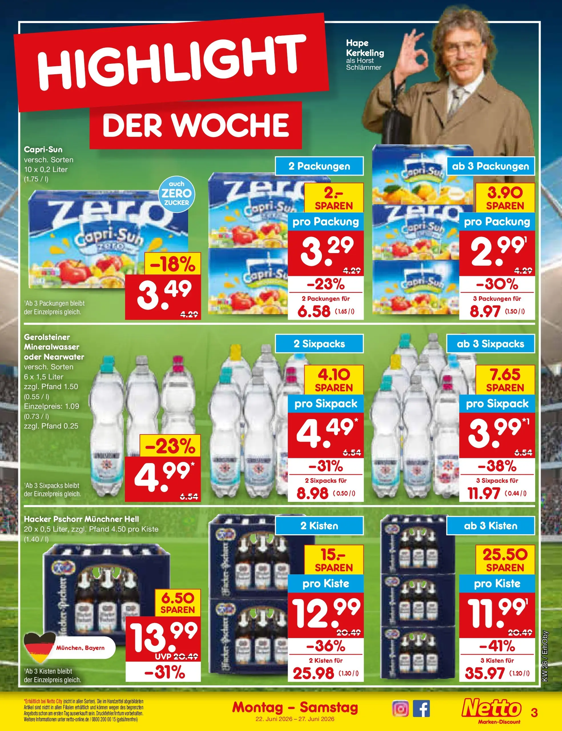 Netto Marken-Discount Prospekt Metten (ab 21.06.2026) » Angebote | Seite: 3 | Produkte: Capri sun, Mineralwasser, Zucker, Gerolsteiner