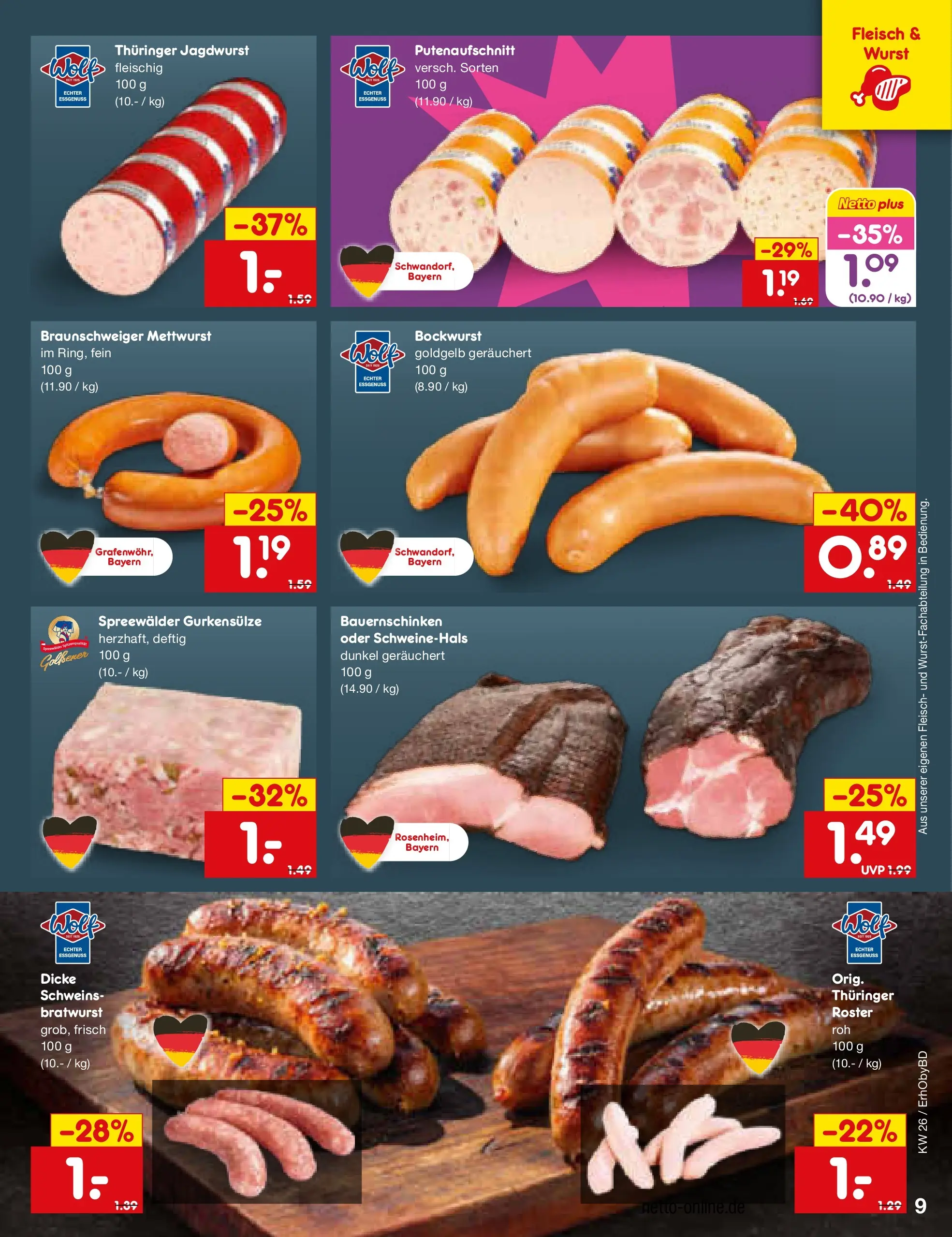 Netto Marken-Discount Prospekt Ergolding (ab 22.06.2026) » Angebote | Seite: 11 | Produkte: Bockwurst, Bratwurst, Wurst, Fleisch