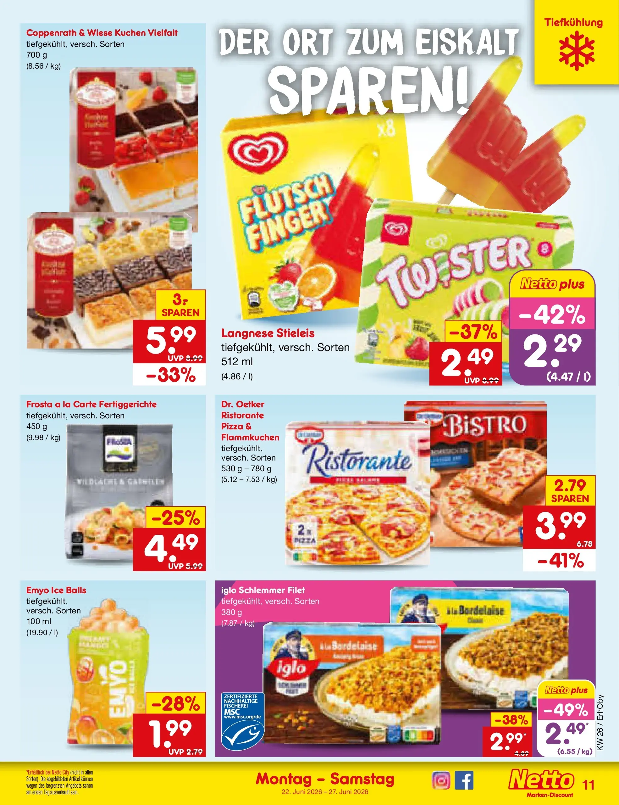 Netto Marken-Discount Prospekt Metten (ab 21.06.2026) » Angebote | Seite: 13 | Produkte: Ristorante, Langnese, Fertiggerichte, Kuchen